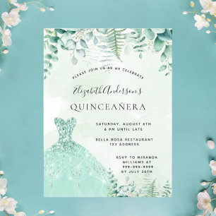 Quinceanera enchantée robe de forêt invitation