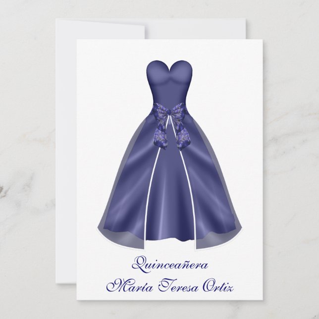 Quinceañera espagnol Invitation robe élégante (Devant)