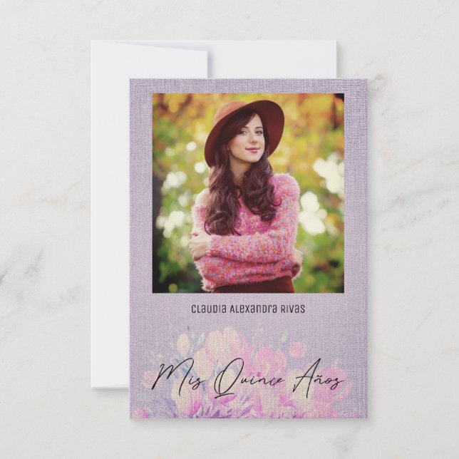 Quinceañera Español Floral Textil Textura Morado (Devant)