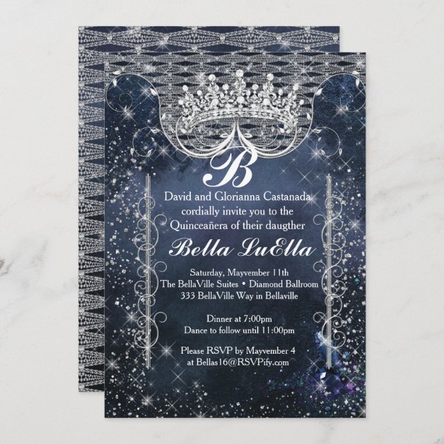 Quinceañera et Sweet 16 Invitations de fête (Devant / Derrière)