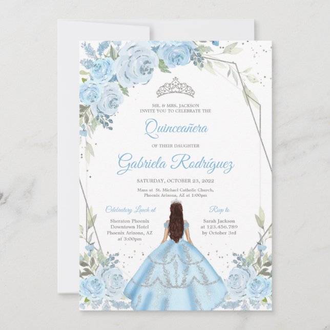 Quinceanera Floral Invitation (Devant)