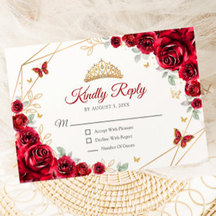 Quinceanera Floral Or Rouge Réponse