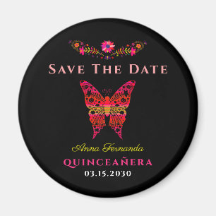 Quinceañera Florale Mexicaine Sauvez Le Magnet De