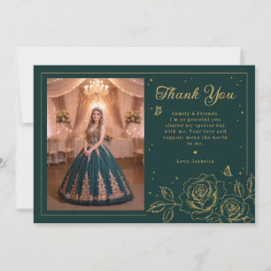 Quinceañera Florale Verte et Or