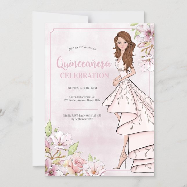 Quinceañera Glamor Girl Invitation magnétique (Recto)
