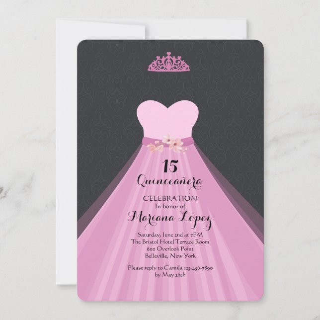Quinceañera Gown Anniversaire Fête Invitation (Devant)