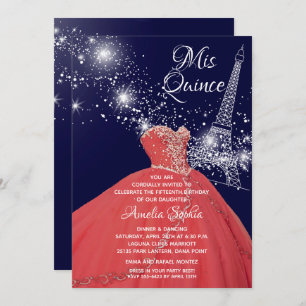 Quinceañera Gown Tour Eiffel Invitations