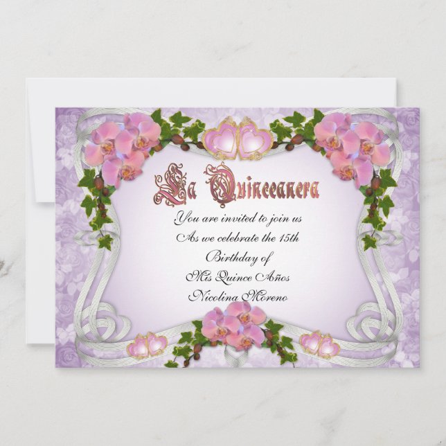 Quinceanera invitation 15e Anniversaire élégant (Devant)