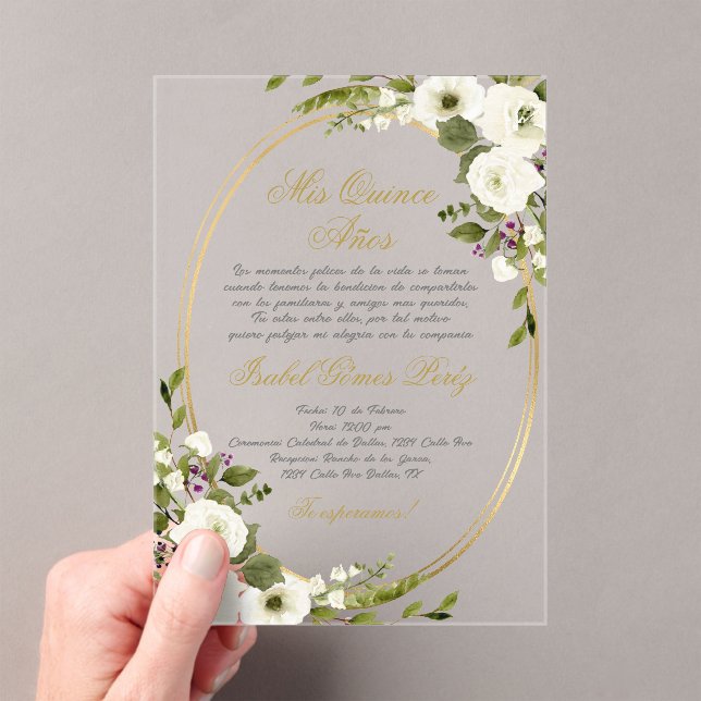 Quinceanera invitation acrylique en espagnol (In situ (ordinateur de poche))