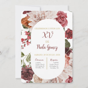 Quinceanera invitation avec fleurs colorées