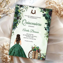 Quinceañera invitation card featuring a girl