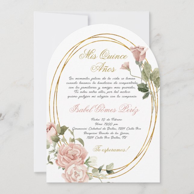Quinceanera invitation en espagnol (Devant)