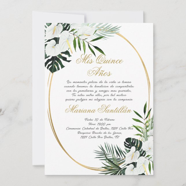 Quinceanera invitation en espagnol (Devant)