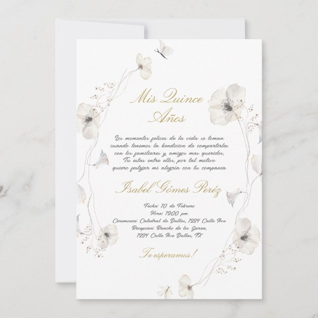 Quinceanera invitation en espagnol (Devant)