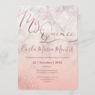 Quinceanera invitation Faux or rose, coing
