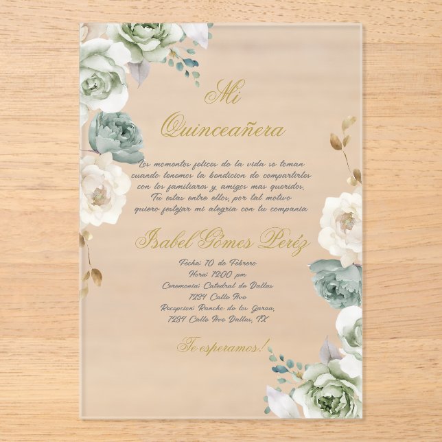Quinceanera invitation in Spanish (Recto)