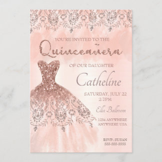 Quinceanera Invitation or rose, 15e anniversaire