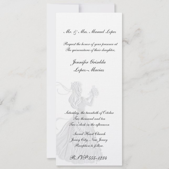 Quinceanera Invitation ou sucré 16 fête d'annivers (Devant)