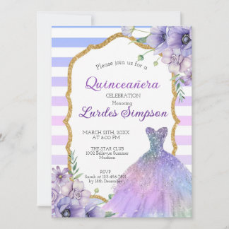 Quinceañera invitation shades of Purple