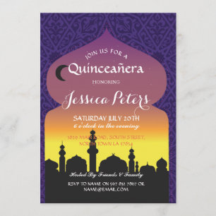 Quinceañera Invitation violet des nuits arabes