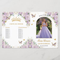 Quinceañera Lilac Floral Butterflies Programme Pho