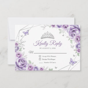 Quinceanera Lilac Robe d'Argent Violet Réponse Flo