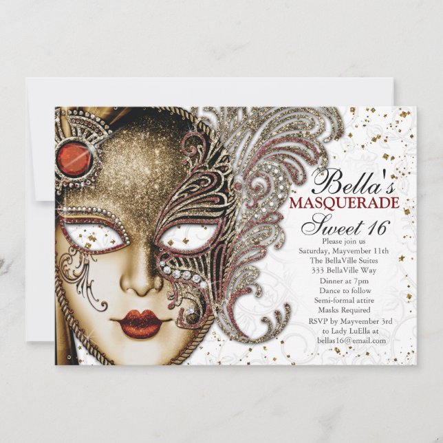 Quinceanera Masquerade Anniversaire Invitations (Devant)