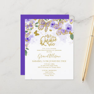 Quinceanera Papillon Budget Invitation Espagnol