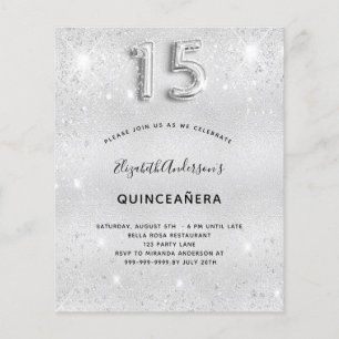 Quinceanera parties scintillant argent invitation