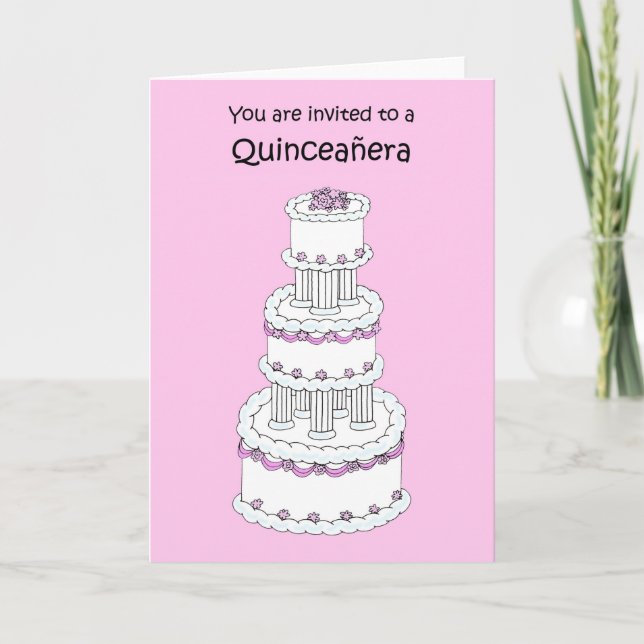 Quinceanera Party Invitation Joli gâteau (Devant)