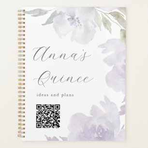 Quinceanera personnalisée Code QR floral pourpre