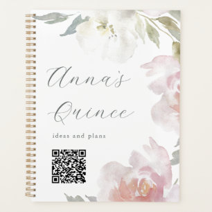 Quinceanera personnalisée Code QR floral rose rose