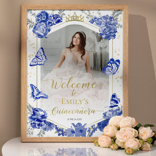 Quinceanera Photo Affiche de bienvenue Royal Blue