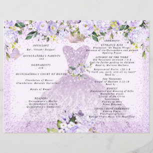 Quinceanera Programme Dusty Purple Floral n Gown