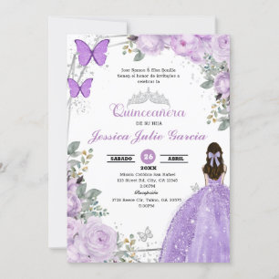 Quinceanera - Purple Lilac Invitation Florale