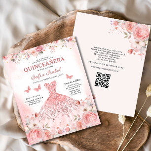 Quinceañera QR Code Rose rose pâle Floral