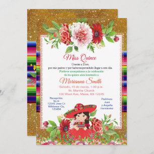 Quinceanera Red Mexican Miss Quince Invitation