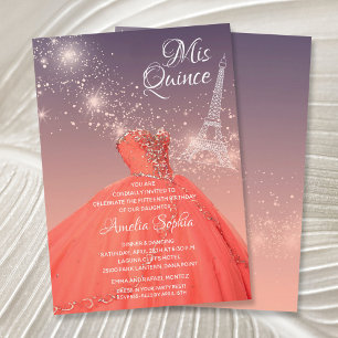 Quinceañera Robe de corail Tour Eiffel