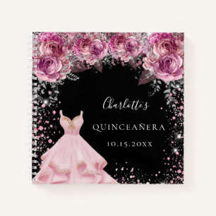 Quinceanera robe florale rose noire livre d'or