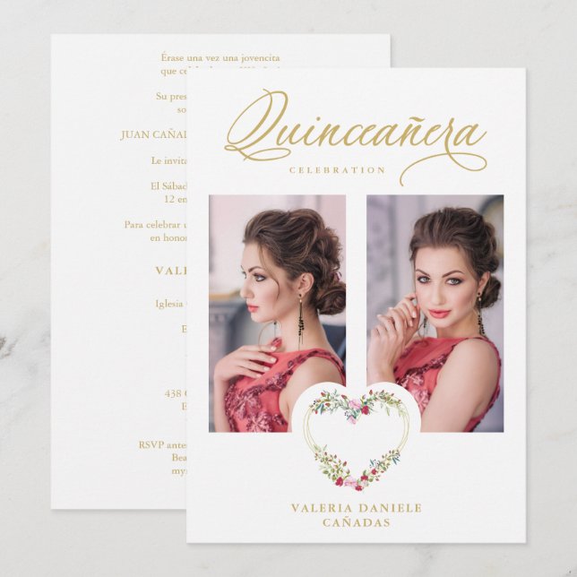 Quinceañera Romantic Pink & Red Shades Heart (Devant / Derrière)