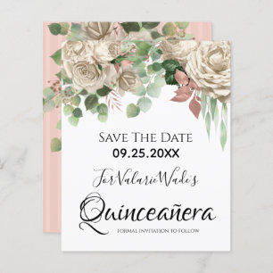 Quinceanera rose florale Sauvez la date