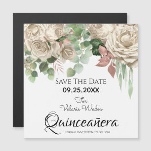 Quinceanera rose florale Sauvez la date