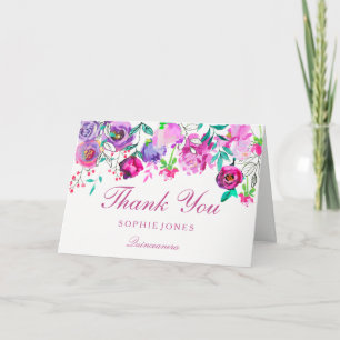 Quinceanera rose violet Carte de remerciements