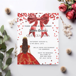 Quinceanera rouge blanc robe arc invitation
