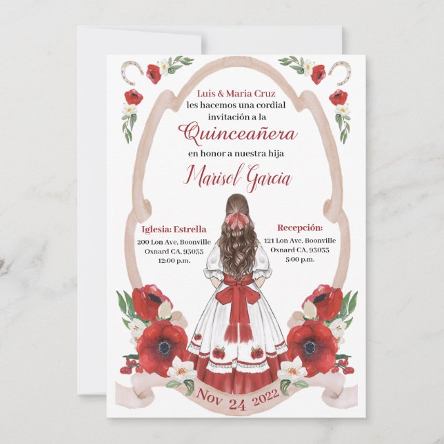 Quinceanera rouge Charra, Rancho Charro Ouest (Devant)