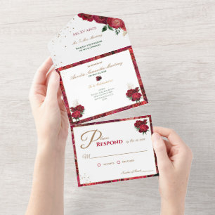Quinceañera rouge et blanc Invitations abordables