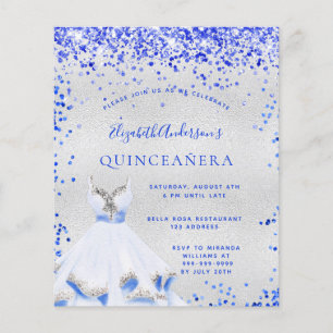 Quinceanera royal bleu argent invitation