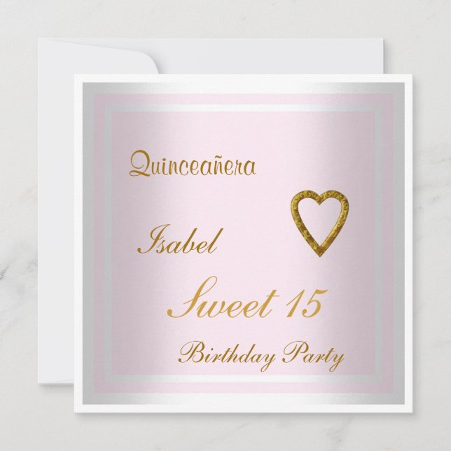 Quinceanera Sweet 15 Anniversaire Invitation rose (Devant)