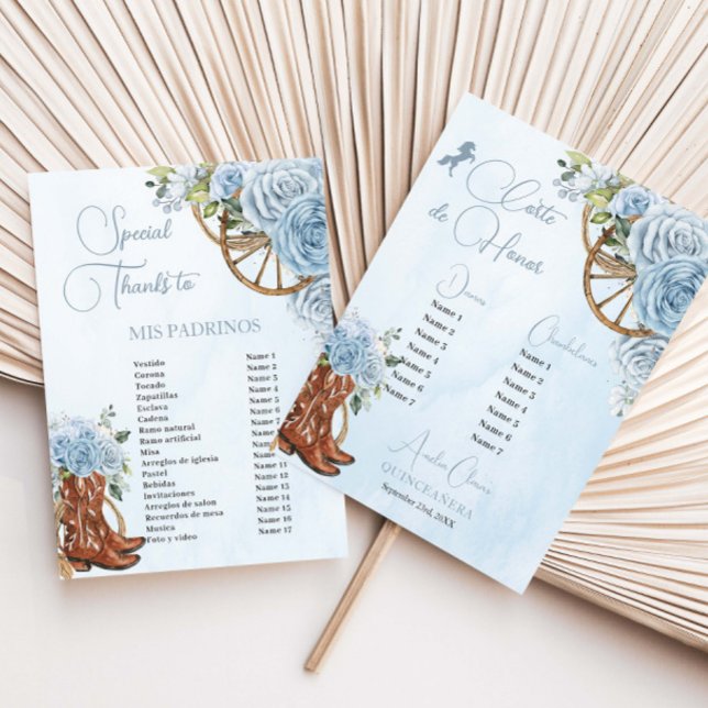 Quinceañera XV 15 Baby Blue Floral Charro Padrinos (Créateur téléchargé)