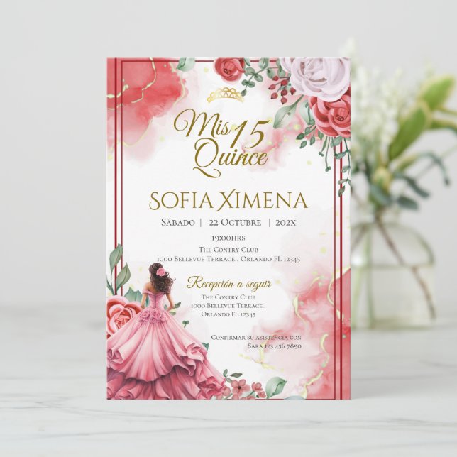 Quincenera Invitation in Spanish Boho (Debout devant)